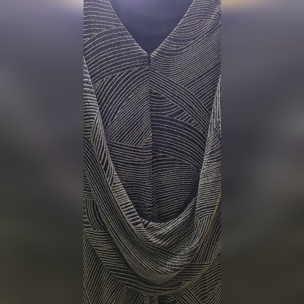 R & M Richards Silver Maxi Slip Dress Ruched Casual - Picture 5 of 5